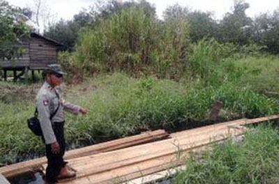 Polsek Teluk Meranti Amankan Dua Kubik Kayu Tak Bertuan