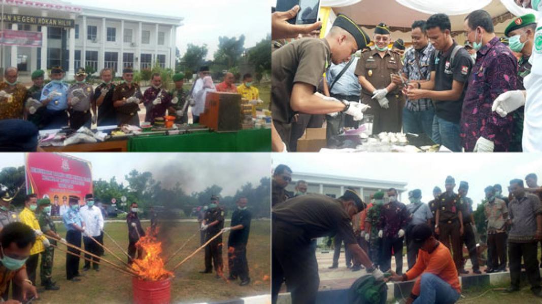 Kejari Rohil Musnahkan Barang Bukti Narkoba Senilai 2 Milyar
