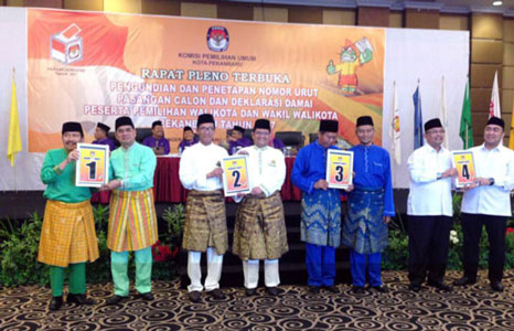 KPU Pekanbaru Plenokan Nomor Urut 4 Peserta Pilkada