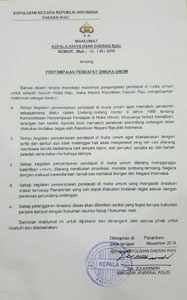 Inilah! 5 Maklumat Kapolda Riau Terkait Aksi Penyampaian Pendapat di Muka Umum