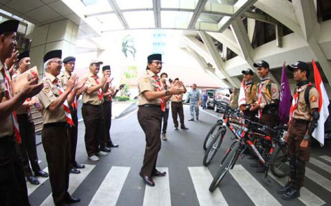 Mantap, Tiga Anggota Pramuka Jalan Kaki Sepanjang 174 KM ke Palembang, Lalu Naik Sepeda dari Palembang ke Jakarta