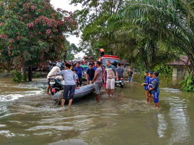 Ratusan Pemukiman di Rambah Hilir,Rohul, Terendam dan Jalan Lintas Provinsi Putus
