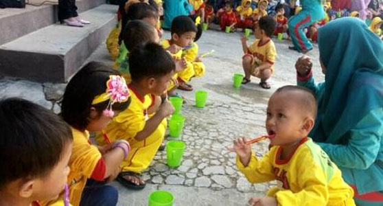 Puluhan Murid PAUD di Duri Ini Antusias Ikuti Penyuluhan dan Sikat Gigi Bersama