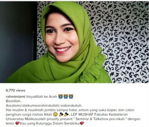Artis Film Tausyiah Cinta akan Isi Seminar Pranikah di Aceh