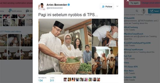 Netizen Like Foto Anies Baswedan Minta Restu ke Sang Ibu Sebelum Pencoblosan