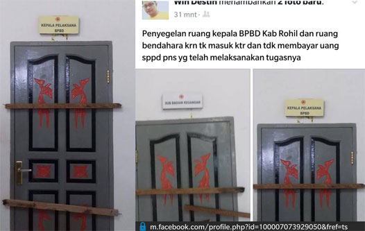 Oknum ASN Palang Ruangan Kadis dan Keuangan, Lalu Diunggah ke Facebook