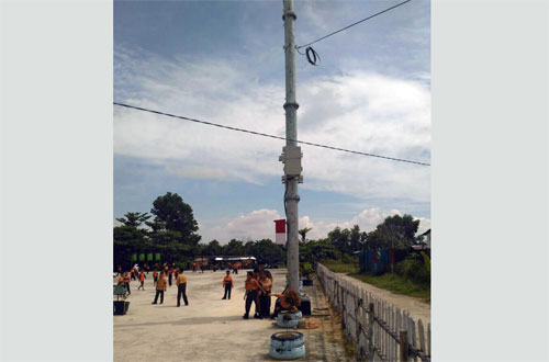 Tower Microcell Berdiri di Lingkungan SDN 187 Pekanbaru, Murid Terancam Radiasi