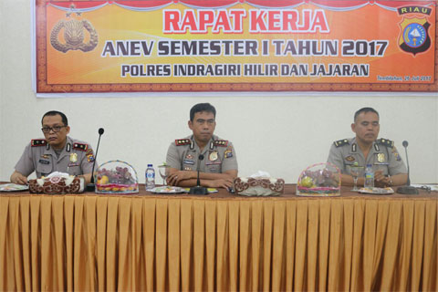 Polres Inhil Gelar Rapat Kerja Anev Semester I Tahun 2017