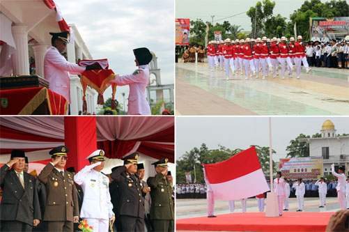 Upacara Pengibaran Bendera HUT RI Di Rohil Berlangsung Khidmat