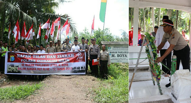 Adopsi Semangat Pejuang, Polres Inhil Napak Tilas ke Makam Letda M Boya