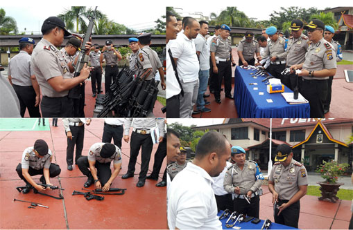 Polres Inhil Lakukan Pemeriksaan Senjata Api Dinas