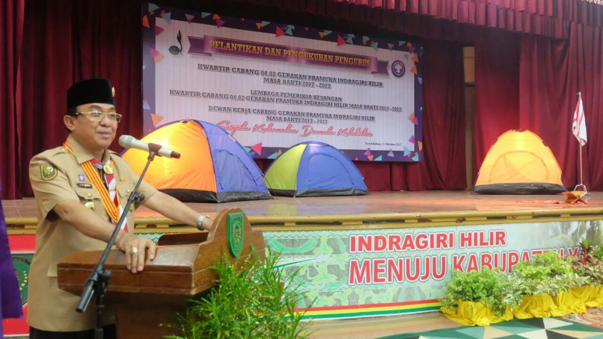 Bupati Wardan Inginkan Gerakan Pramuka Inhil Jadi yang Tergiat Se Riau