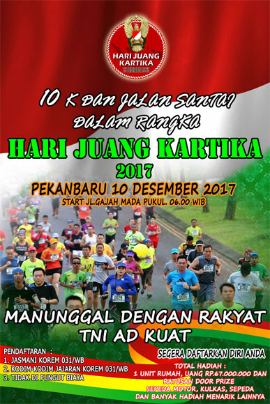 Korem 031/Wira Bima Akan Menggelar Lomba Lari 10 K dan Jalan Santai