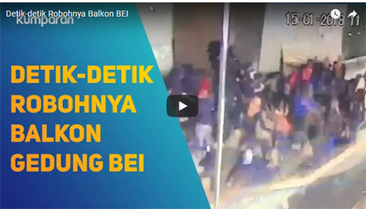 Video: Rekaman CCTV Detik-detik Robohnya Balkon Gedung BEI
