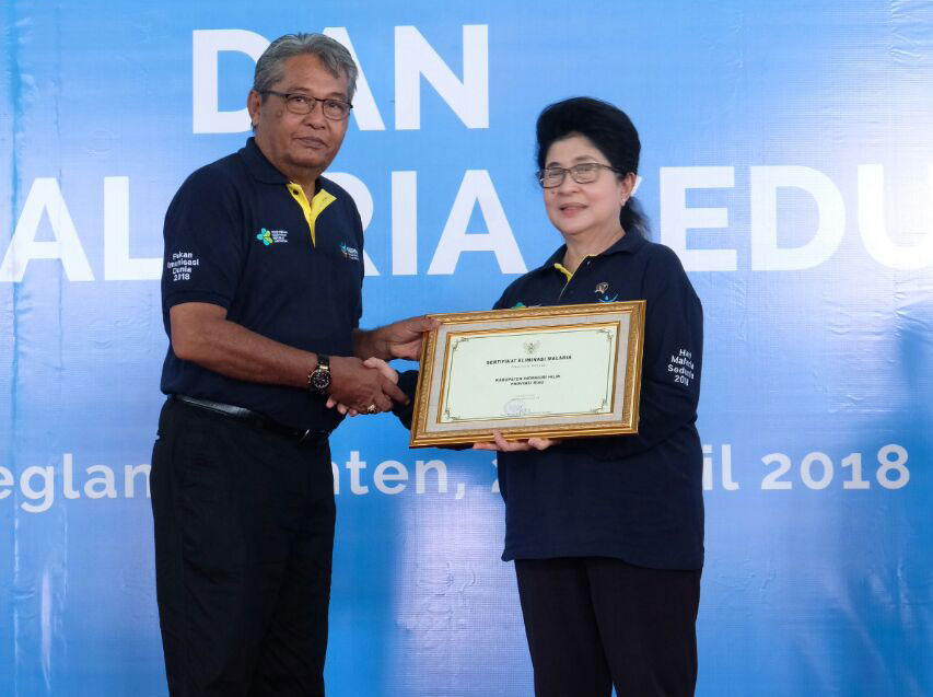 Bebas Malaria, Pemkab Inhil Terima Sertifikat Eliminasi Malaria dari Menteri Kesehatan RI