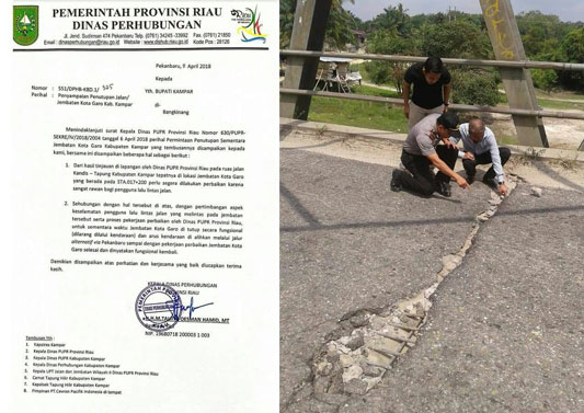 LSM Minta Pemkab Kampar Hentikan Aksi Buka-Tutup Jembatan Kota Garo