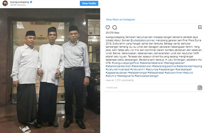 Bertemu Ustadz Abdul Somad, TGB: Kami Tetap Satu Visi-Misi