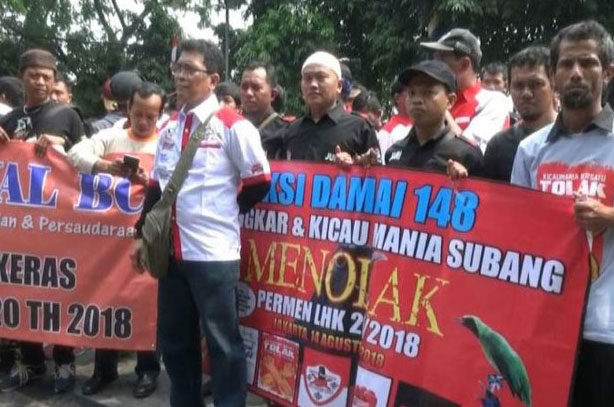 Tolak Permen LHK, Ratusan Pecinta Burung Kicau Berunjuk Rasa