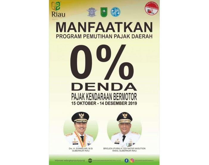 Pemprov Riau Hapus Denda Pajak Kendaraan