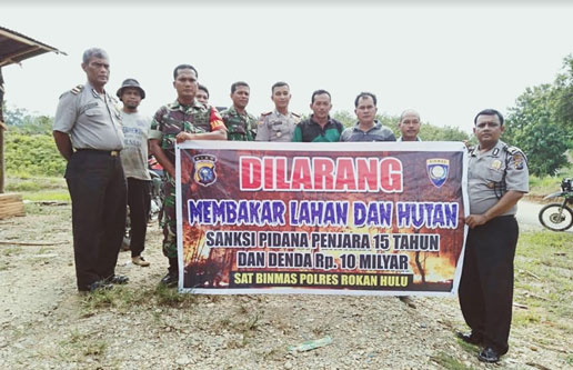 Sinergitas TNI POLRI di Rohul, Tetap Kompak Sosialisasikan Karlahut