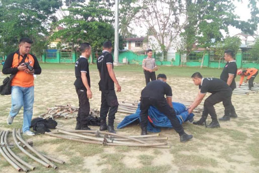 BPBD Bengkalis Juara I Lomba Bongkar Pasang Tenda Pekan Pengurangan Resiko Bencana