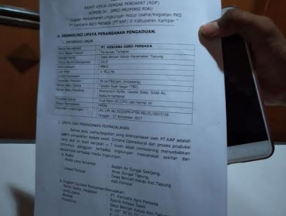 PKS PT KAP Dilaporkan Cemarkan Lingkungan, DPRD Riau Gelar RDP