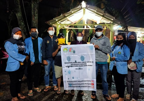 Mahasiswa Unri Kukerta Relawan Covid-19 Kelurahan Purnama Kunjungi Posko Pencegahan Covid-19