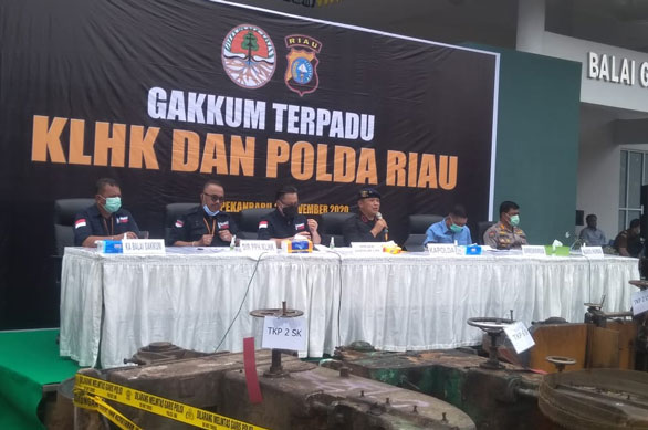 Tim Gakkum KLHK dan Polda Riau Ungkap Kasus Ilog SM Rimbang Baling di Riau