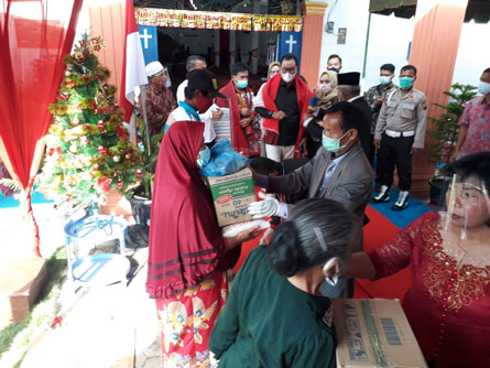 Hadiri Undangan Penyaluran Paket Sembako Peduli Kasih Baganbatu
