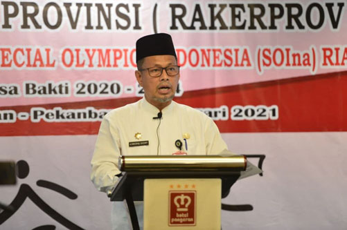 Plh Sekdaprov Riau Hadiri Pelantikan Pengprov SOIna Masa Bakti 2020-2024