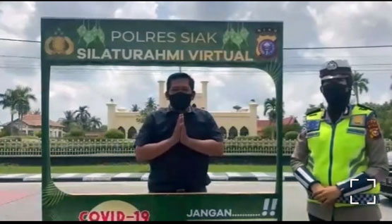 Polres Siak Siapkan Sarana Bersilaturahmi Idul Fitri Secara Virtual di Depan Istana Siak