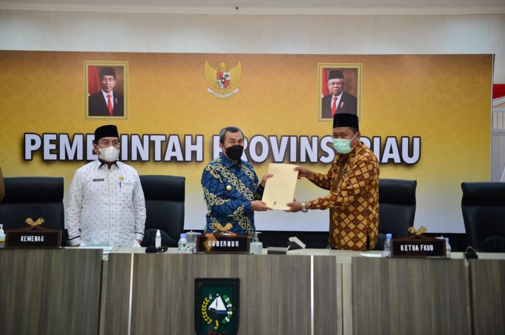 Gubri Terima Silahturahmi Pengurus dan Anggota FKUB Riau Periode 2021-2024