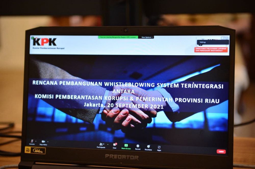 Bangun WBS Terintegrasi KPK-Pemprov Riau, Diharapkan Dapat Deteksi Dini Tindak Korupsi