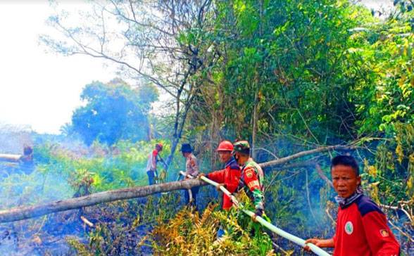 Karlahut di Rohul, Petugas Gabungan Padamkan Api