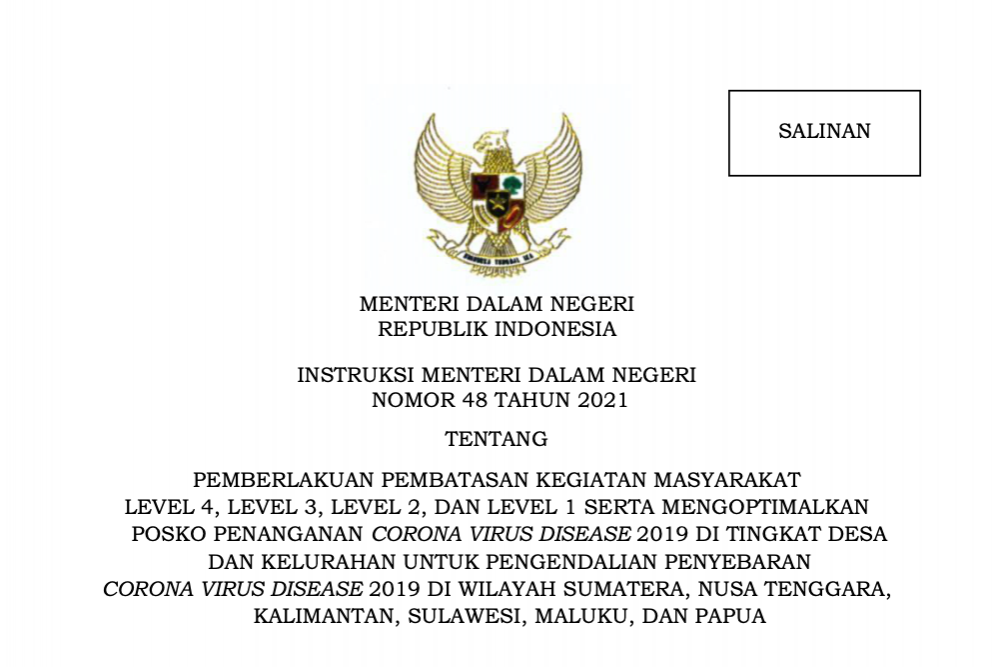 Inilah Wilayah PPKM di Luar Jawa-Bali Periode 5 Hingga 18 Oktober 2021, Riau Masuk Level 2