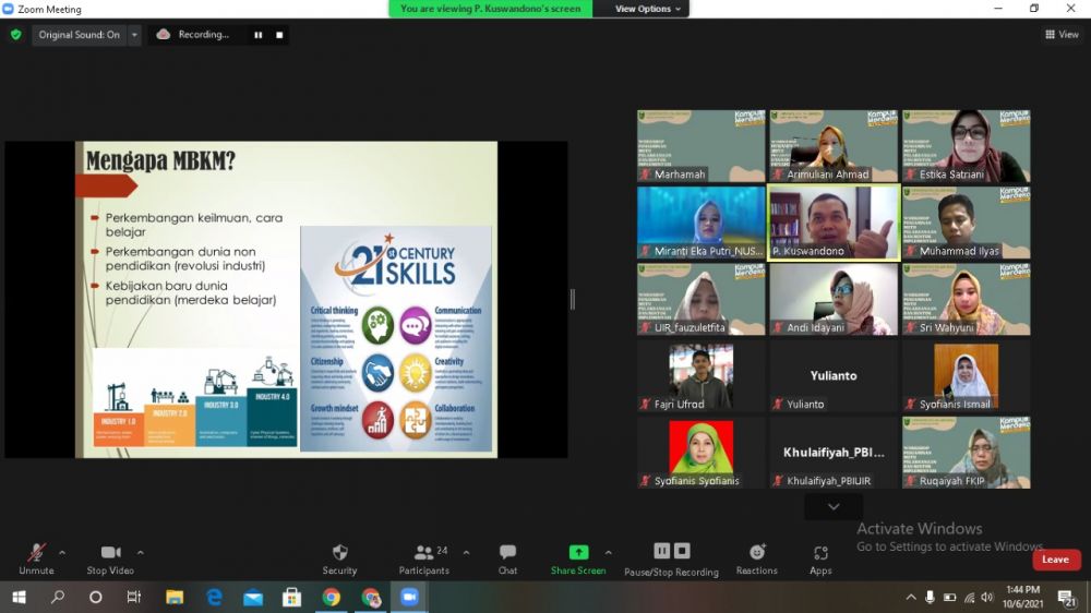 FKIP UIR Taja Workshop Implementasi dan Bentuk Kegiatan MBKM
