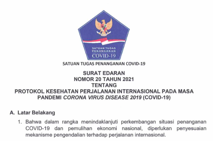 Berlaku 14 Oktober, Inilah Edaran Satgas COVID-19 Tentang Perjalanan Internasional
