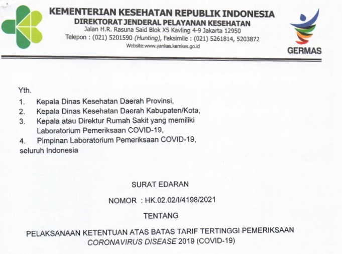 Kemenkes: Biaya RT-PCR dengan Hasil Cepat Tidak Boleh Lampaui Tarif Tertinggi