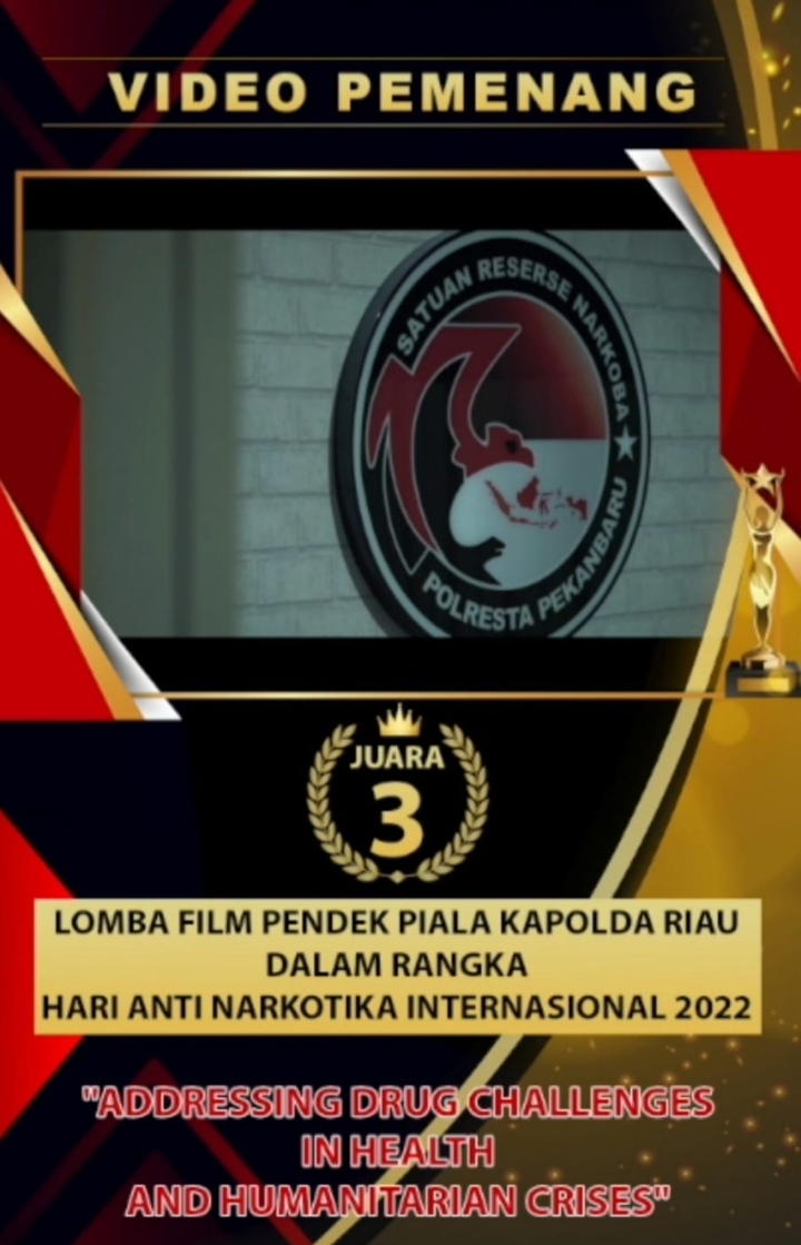 HANI 2022, Satres Narkoba Polresta Pekanbaru Juara III Lomba Film Pendek