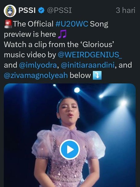 FIFA Hapus Artikel Teaser Lagu Piala Dunia U-20 2023 Glorious oleh Weird Genius dan 3 Penyanyi Indonesia