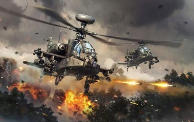 Tembakan dan Manuver Helikopter Serang AH-64E Apache Hancurkan Musuh