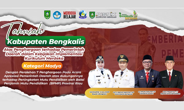 Disdik Bengkalis Raih 6 Penghargaan Implementasi Kurikulum Merdeka Belajar 2023 dari BPMP Riau