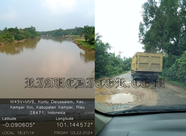 Jalan Rusak Sungai Keruh, Aktivitas Galian C di Desa Domo Kampar Kiri Resahkan Warga