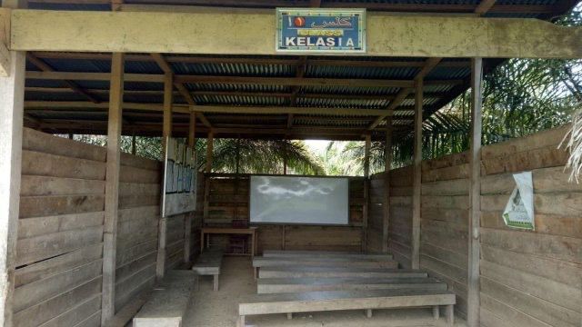 Siswa di SDN 006 Ulak Patian Belajar dengan Beralaskan Tanah