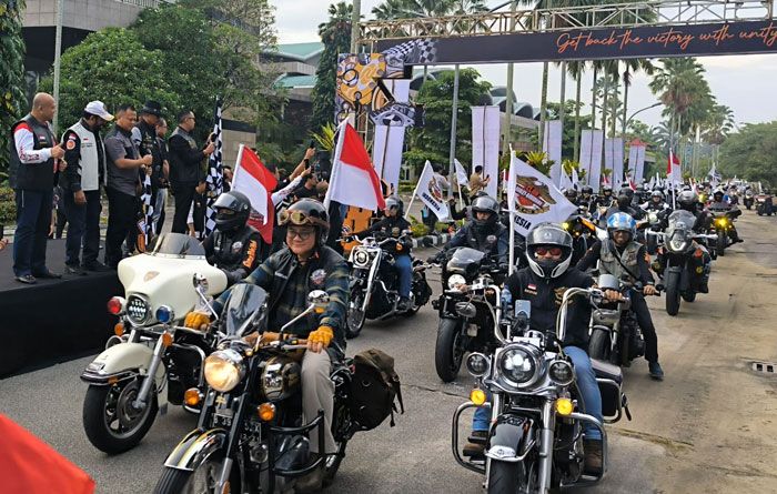 Kirab Bendera, 500 Motor Besar dari Berbagai Provinsi Konvoi di Pekanbaru Riau