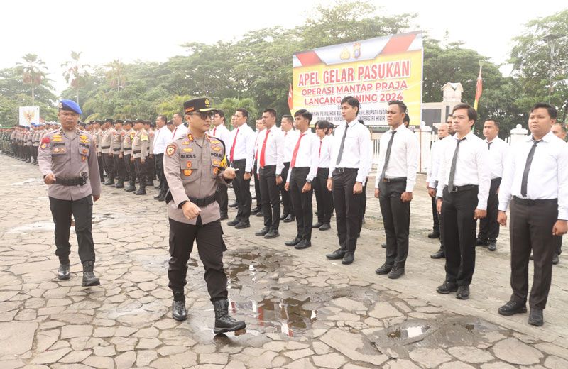 Kapolres Inhil Pimpin Apel Gelar Pasukan Ops Mantap Praja Lancang Kuning 2024