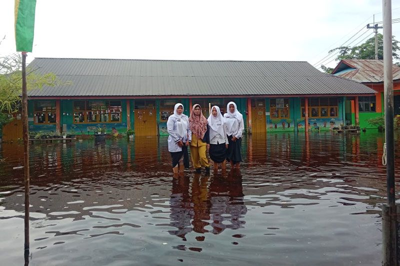 Banjir di Rohil, 12 Sekolah Diliburkan
