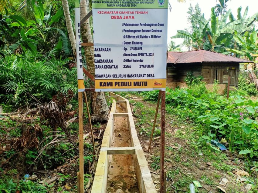 Tahun 2024 Desa Jaya Bangun Drainase Sepanjang 100 Meter Menggunakan Dana Desa