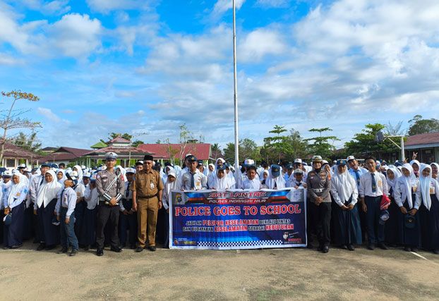 Satlantas Polres Inhil Penyuluhan Tertib Lalu Lintas kepada Ratusan Pelajar di Tembilahan