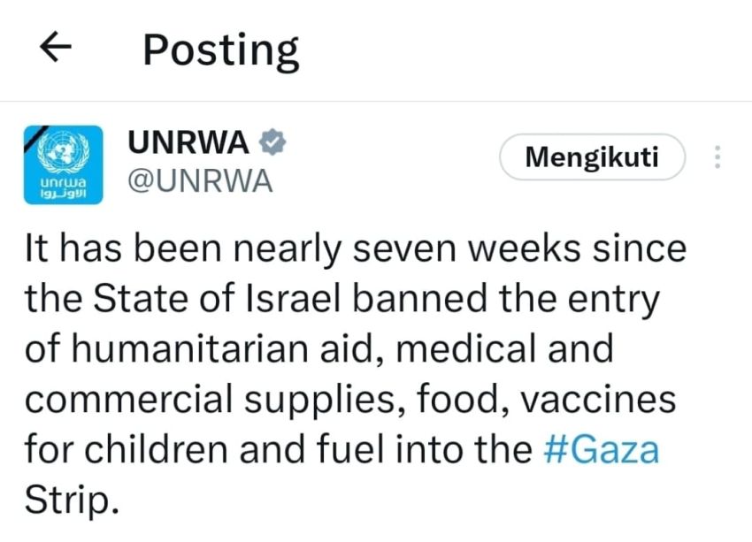 Israel Tutup Akses, Tidak Ada Bantuan Masuk ke Gaza Sejak 2 Maret